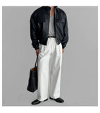 BONSIR  -  American leather jacket men's autumn and winter new model Pissai motorcycle suit short multi-pocket work stand collar jacket