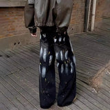 BONSIR  -  Men Jeans Graffiti Contrast Color Casual Pants Spring Streetwear Fashion Youth Campus Trousers Old Money Men'S Clothing 2025 New