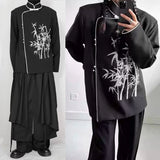 Bonsir Chinese Style Dark Embroidered Long-Sleeved Tops For Men In Autumn  Fashion Trend Stand-Up Collar Design Hanfu Casual Suit Tops