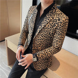 Bonsir Fall New Mens Blazers Casual Suit Jacket Classic Mens Leopard Print Blazer Fashion Sexy Wedding Blazer Tuxedo Masculino