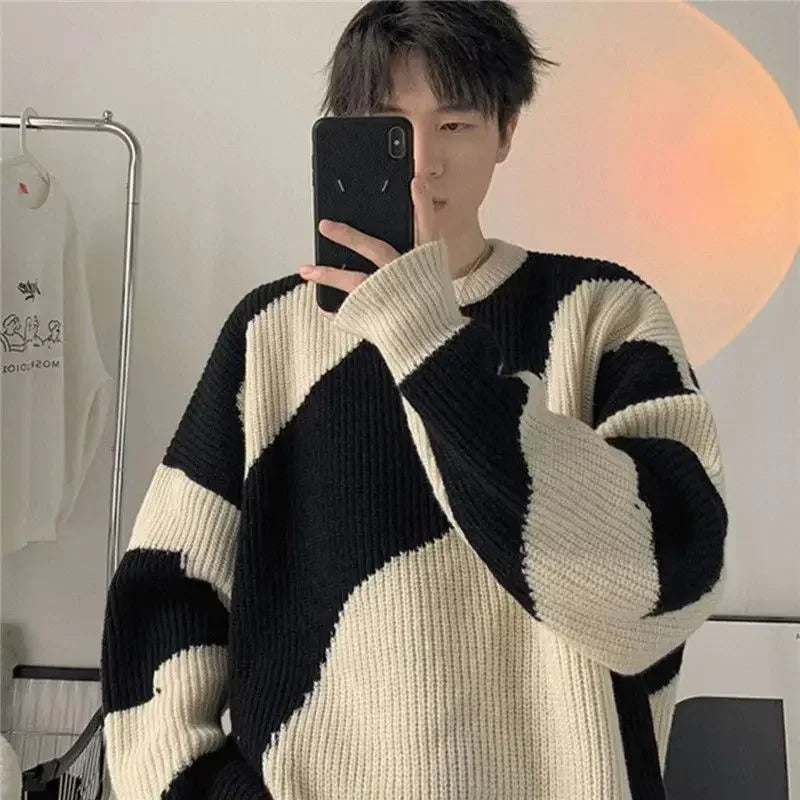 Bonsir New Sweater Men's Korean Fashion Loose Outerwear Spring and Fall Thickened Retro Inner Knitwear Men's Clothing Winter Pullover