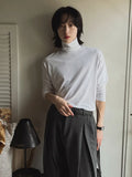Bonsir Korean Style Men's T-shirts Heaps Collar Long Sleeve Solid Color Tops Pullover Casual Male Tees Simple 2024 Autumn