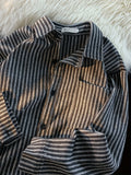 Bonsir Men's Striped Vintage Long Sleeve Shirt, Casual Slim Fit Button-Up Fall/Winter Blouse