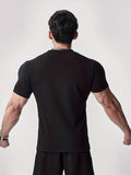 Bonsir Men's Summer Stretch Fit Running & Gym Tee - Solid Color, Round Neck, Short Sleeve Athletic Shirt, Gym Clothes