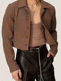 Bonsir Men's Vintage Checkered Blazer, Autumn/Winter Collection, Fashionable Notched Collar, Long Sleeve, Solid Color, Polyester, Regular Fit, Woven Outerwear