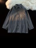 Bonsir Men's Striped Vintage Long Sleeve Shirt, Casual Slim Fit Button-Up Fall/Winter Blouse