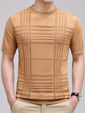 Bonsir Men's Breathable Knit T-Shirt - Casual Comfort Fit with Ribbed Texture, Round Neck, Short Sleeve, Summer Essential in White - Iron Wood Real