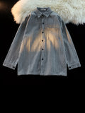 Bonsir Men's Striped Vintage Long Sleeve Shirt, Casual Slim Fit Button-Up Fall/Winter Blouse