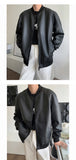 Bonsir Men's Black Color Pu Leather Jackets Fashion Casual Baseball Jackets Loose Casual Coats High-quality Outerwear Size M-4XL
