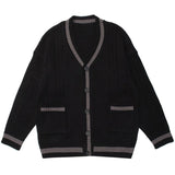 Bonsir Vintage Spliced Color Cardigan Knitted Sweater Men Harajuku Hip Hop Streetwear Loose Woman Casual Return Cardigan Sweater Coats