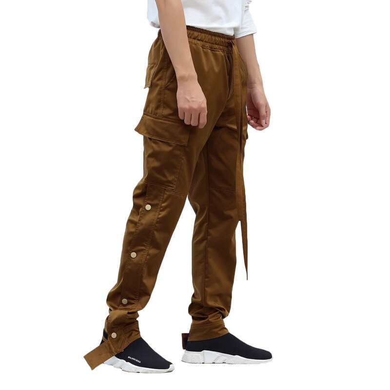 Bonsir Autumn New Casual Pants Men's Joggers Loose Track Trousers Fashion Side-breasted Cargo Pants Man Overalls Pantalones Cargo