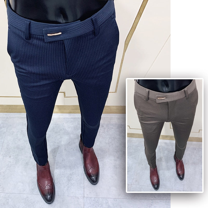 Black Suit Pants Men Slim Fashion Social Mens Dress Pants Korean Loose  Casual Straight Pants Mens Office Formal Trousers M-3XL