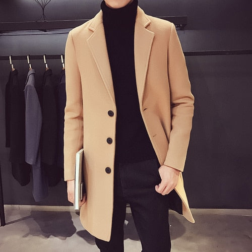 Mens Oversize Loose Hoodie Knee Length Jacket Korean Stylish Trench Outwear