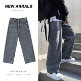 Bonsir Spring and Summer Thin Jeans Men's Korean Trend Versatile Straight Wide Leg Pants and Loose Light Color Floor Pants Jean