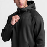 Bonsir W-17 Autumn Men 320g Hooded Sweatshirt Healthy Sport Jogger Gym Training Grey Zipper Fly Boyfriend Youth Fashion Clothing Tops