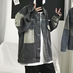 Bonsir Men's Casual Oversize Denim Jacket Korean Streetwear Men Jeans Jacket Coats Casual Windbreaker Overalls Coat Outwear S-4XL