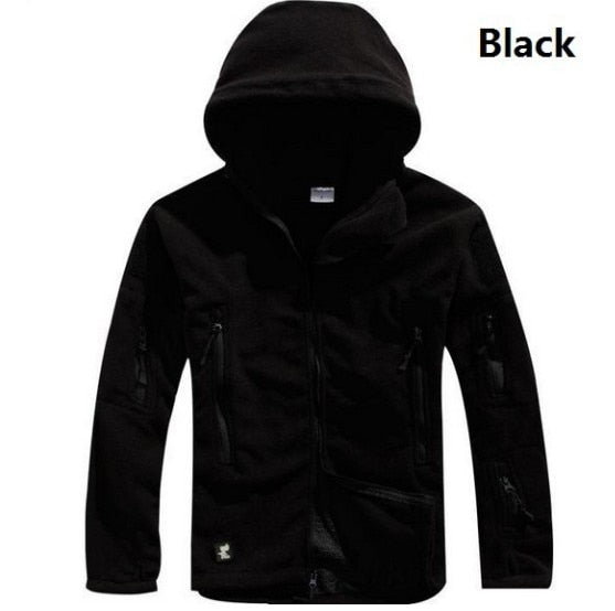 Bonsir Men Winter Thermal Fleece US Military Tactical Jacket Outdoors Sports Hooded Coat Hiking Hunting Combat Camping Army Soft Shell