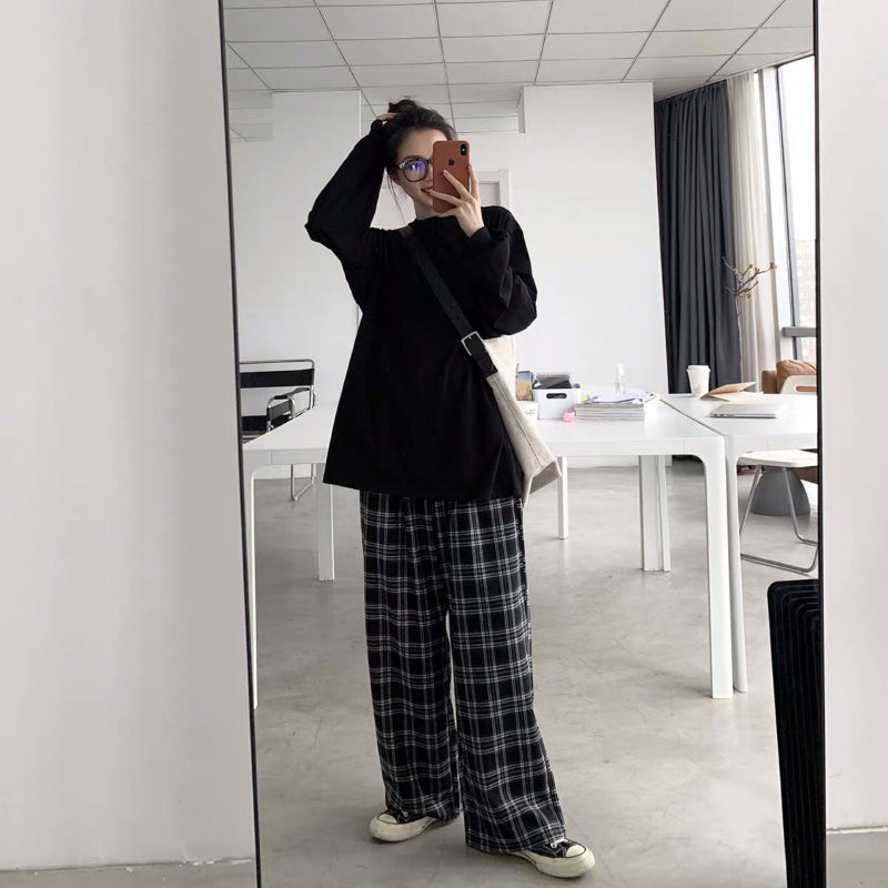 Bonsir Summer/Winter Plaid Pants Men S-3XL Casual Straight Trousers for Male/Female Harajuku Hip-hop Pants