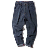 Bonsir Japan Style Men Harem Denim Jeans Tappered Joggers Pants Casual Slim Small Cuff Black Trousers Big Pockets Man Clothes