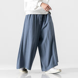 Bonsir Super Loose Cotton Linen Pants Mens Straight Casual Wide Leg Pants Autumn Winter Japanese Big Size Elastic Waist Trousers