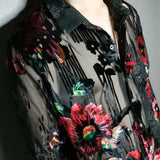 Bonsir High Quality See Through Shirt Transparent  Men Button Up Marriage Shirt Chemise Homme Manche Longue Imiatate Silk Sheer Shirt