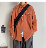 Bonsir Simple Design Solid Colors Long Sleeve Shirts Korean Fashion Mandarin Collar 100% White Black Shirt Soft Comfort  pocket