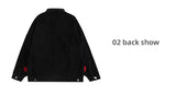 Bonsir Men Cargo Corduroy Jacket Vintage Loose Casual Couple Heart Graphic Button Candy Color Handsome Pleated Streetwear Coat