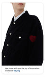 Bonsir Men Cargo Corduroy Jacket Vintage Loose Casual Couple Heart Graphic Button Candy Color Handsome Pleated Streetwear Coat