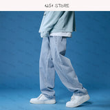 Bonsir Straight Jeans Men White Loose Denim Trousers Neutral Jean Streetwear Casual Summer Pure Wide Jeans Man Women Pants Hip Hop Bagy