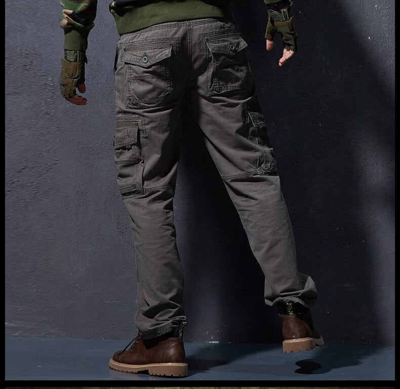 Bonsir 381 Men Cargo Pants Fashion Casual Retro Loose Outdoor Track Jogger Military Style Multi-Pocket Youth Handsome Boyfriend Trouser