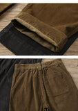 Bonsir New Man's Straight Pants Corduroy Japanese Mid Waist Zipper Trend Vintage Solid Color Loose Casual Mens Wide Leg Trousers