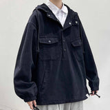 Bonsir Autumn Cotton Pullover Jacket Men's Fashion Casual Pocket Tooling Jackets Mens Streetwear Loose Hip-hop Bomber Jacket Men M-5XL