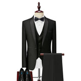 Bonsir 3 Piece Boyfriend Men Suits for Slim Fit Wedding Tuxedos Black Formal Groom Jacket Pants Vest Ready in Stock