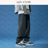 Bonsir Straight Jeans Men White Loose Denim Trousers Neutral Jean Streetwear Casual Summer Pure Wide Jeans Man Women Pants Hip Hop Bagy