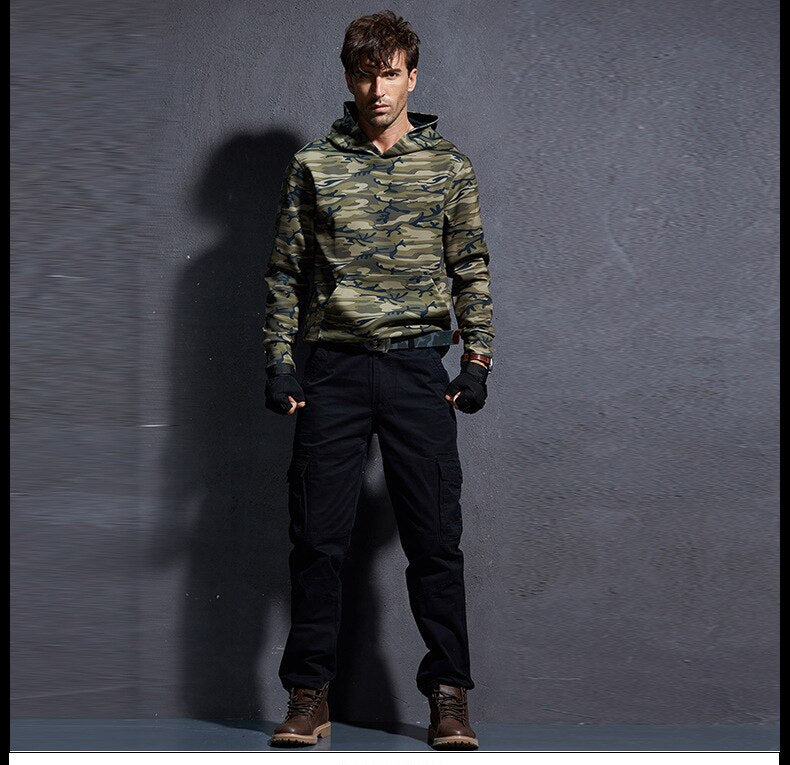 Bonsir 381 Men Cargo Pants Fashion Casual Retro Loose Outdoor Track Jogger Military Style Multi-Pocket Youth Handsome Boyfriend Trouser