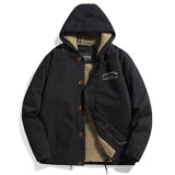 Bonsir Winter Men's Warm Coats Hooded Thickening Fleece Lined Cotton Windbreaker Jacket For Male
