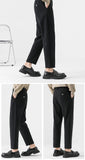 Bonsir Suit Pants For Men Woolen England Style Relax Fit Comfy High Quality Stretch Waist Thicken Straight Business Chic Trousers