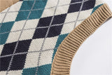Bonsir Japanese Loose Couple Patchwork Argyle Sweater Vest Men's New Autumn Fashion Harajuku Letter Embroidery Man Pullover Vest