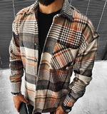 Bonsir Fashion Men Plaid Shirt Chic Checked Chest Pocket Blouse Long Sleeve Casual Corduroy Shirts Loose Tops Blusas Spring News