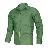 Bonsir High Quality Men Cargo Shirts Long Sleeve Premium Cotton Casual Simple Gentlemen Green Daily Fashion All-Match Pocket Tops