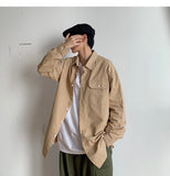 Bonsir Simple Design Solid Colors Long Sleeve Shirts Korean Fashion Mandarin Collar 100% White Black Shirt Soft Comfort  pocket