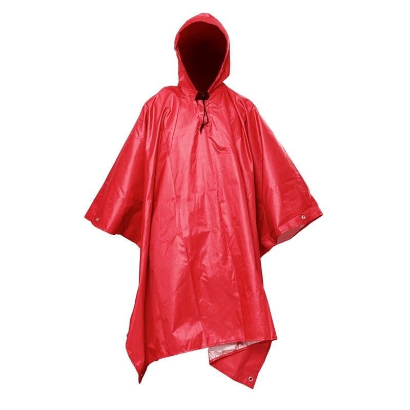 Portable Multifunctional 3 In 1 Rain Coat Hiking Camping Raincoat Poncho Mat Awning Durable Outdoor Activity Rain Gear Supplie