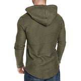 Bonsir New Men's casual fashion solid color long-sleeved T-shirt with Hood Summer casual sports long-sleeved T-shirt
