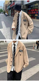 Bonsir Men's Streetwear Suit Jackets Casual Fashion Single Western-style Clothes Blazers Khaki/black Color Coats Plus Size S-3XL