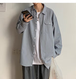 Bonsir Simple Design Solid Colors Long Sleeve Shirts Korean Fashion Mandarin Collar 100% White Black Shirt Soft Comfort  pocket