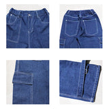 Bonsir Men Jeans Wide Leg Denim Cargo jean pants Loose Straight Baggy Men Jeans hip hop Streetwear Skateboard  Neutral denim Trousers