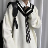 Bonsir Winter Men's V-collar White Color Coats College Style Wool Sweater Couple Clothes Loose Fashion Trend Soft Knitting