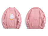 Bonsir Streetwear Harajuku Cartoon Duck Pattern Knitted Sweaters Loose Jumpers Fashion Casual Winter Sweater Pullover Men Women