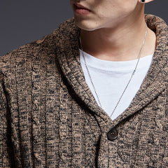 Bonsir Autumn Winter Men Knitted Cardigan Thicken Warm Luxury Gentlemen High Quality Comfortable Fashion Urban Casual Dark Grey Sweater