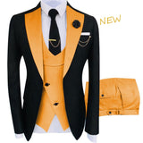 Bonsir New Costume Homme Popular Clothing Luxury Party Stage Men&#39;s Suit Groomsmen Regular Fit Tuxedo 3 Peice Set Jacket+Trousers+Vest